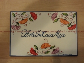 cod.art: bb45 - Mattonella in ceramica cm 20x30 con decoro e scritte personalizzate in base alla richiesta del cliente . 